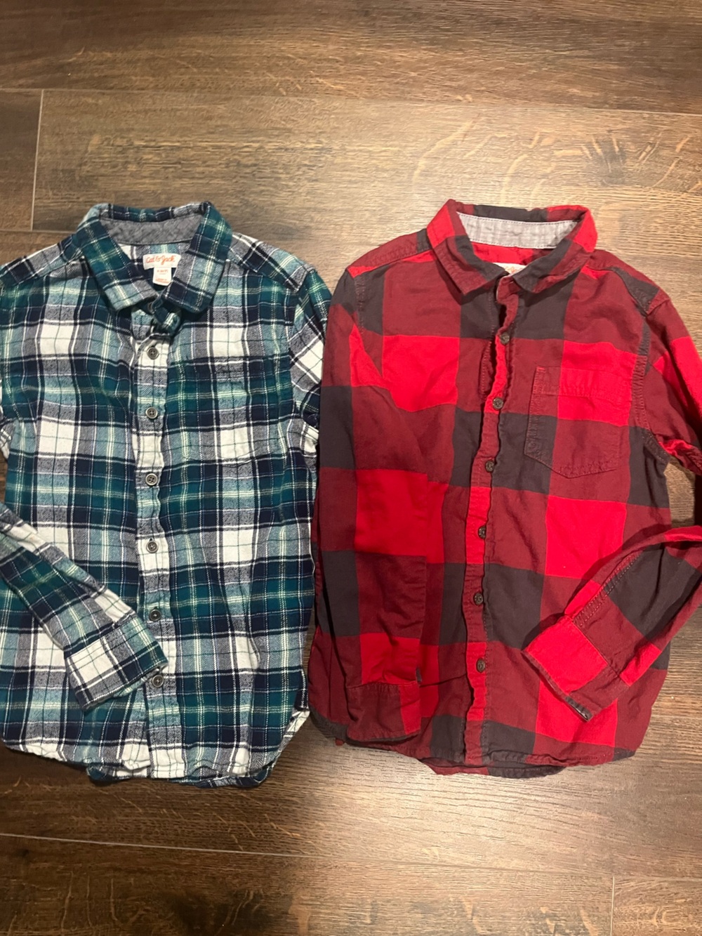 Lot of 2 Cat & Jack Plaid Button-Down Shirts